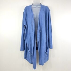 J‎ Jill Cardigan Women's XL Blue NWT Linen Blend Long Knit Lagenlook Open Front